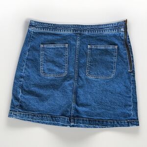 LOFT Jean Skirt Womens Size 8 Pockets Dark Denim Side Zip Medium